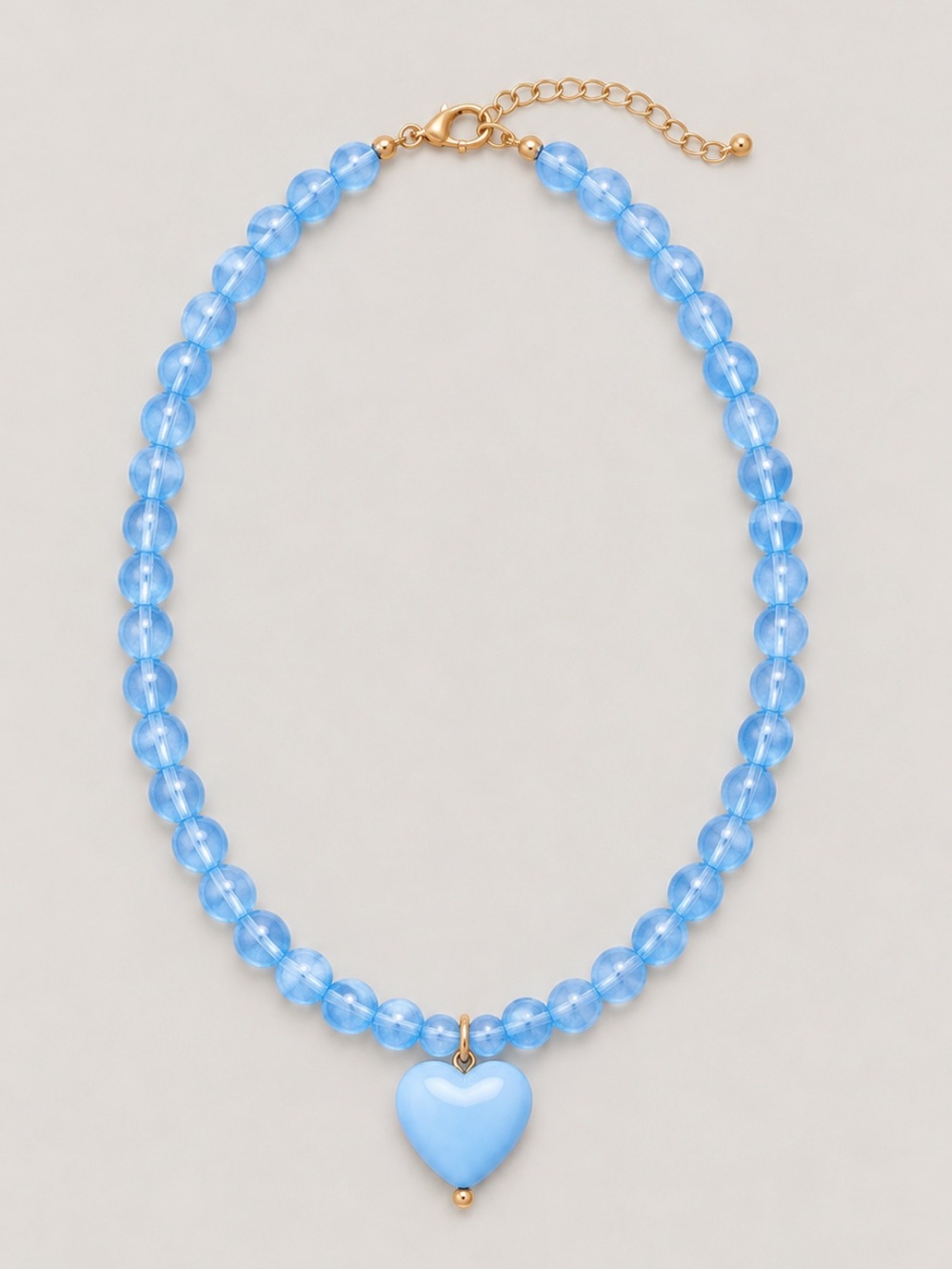 New! Blue Beaded Heart Pendant Colorful Necklace NWOT